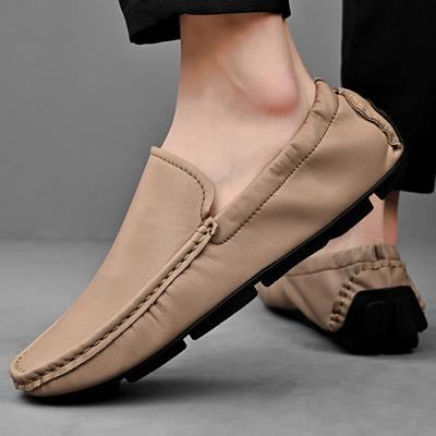 Fashion Fashion Senior Leather Men Shoes Casual 2024 Soft Men Loafers Handmade Breathable Soft Slip On Flats Lightweight Man Boat Shoes