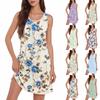 Damen Lässiges Mode Atmungsaktives Blumenmuster Tasche Saum Schlitz Weste Kleid