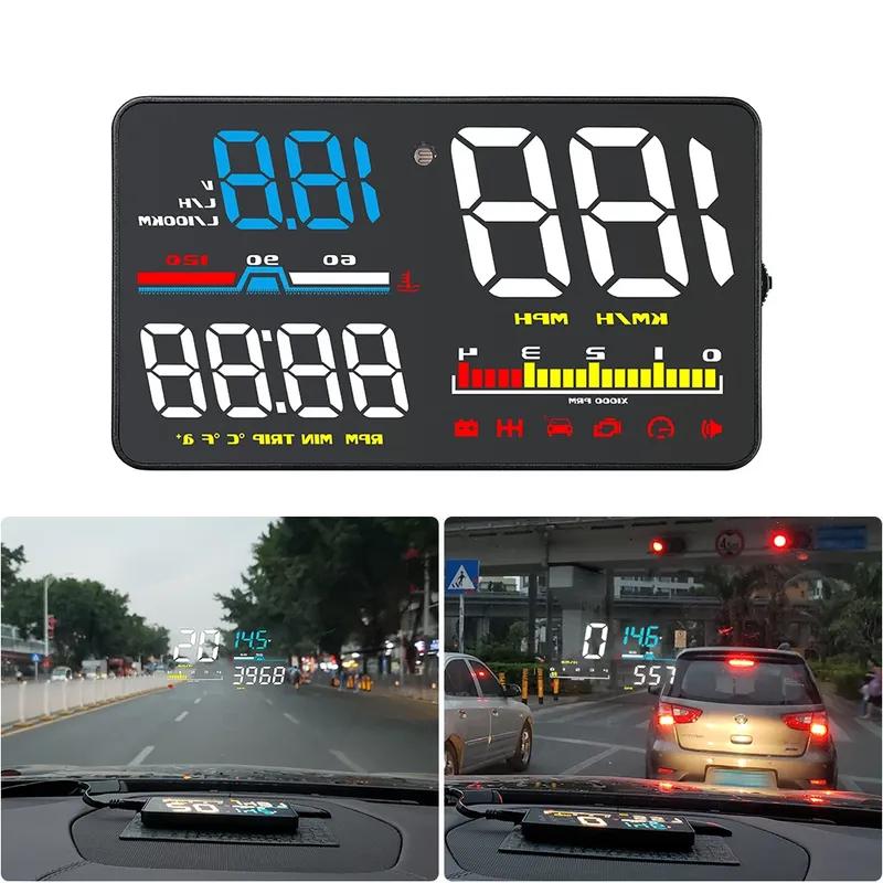 Car Head Up Display D5000 OBD2 Diagnostic Tool HUD Digital Security Alarm Speedometer Windshield Screen Projector Tachometer