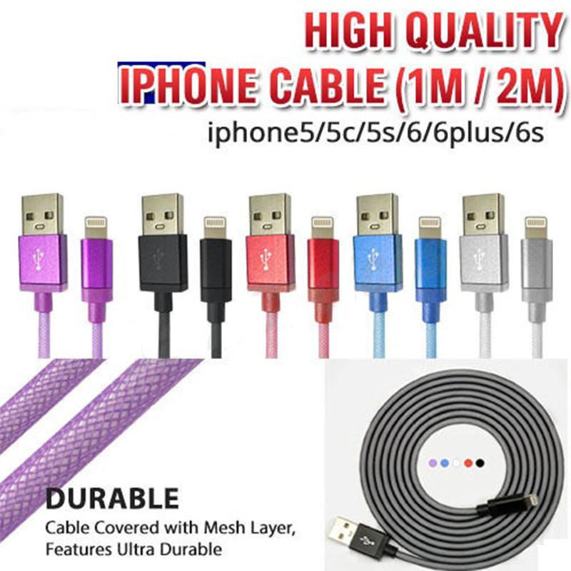 Braided Lighting Black Usb Charge Cable Sync Cord For Ios Iphone