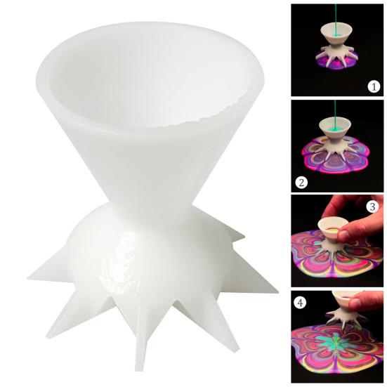 Copo para Pouring de Tinta 7 Funis Copo Dividido para Tinta Acrílica Copo para Pouring com Padrão de Flor para Arte Fluida Acessórios para Pintura de Flores DIY