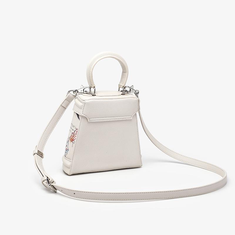 Graffiti Cartoon Crossbody Bag for Girls Feminine Bag Birthday Gift Funny White