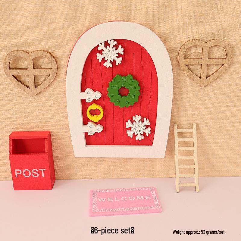 Winter Wonderland Mini Dollhouse with Snowflake Doorway & Christmas Tree Scene