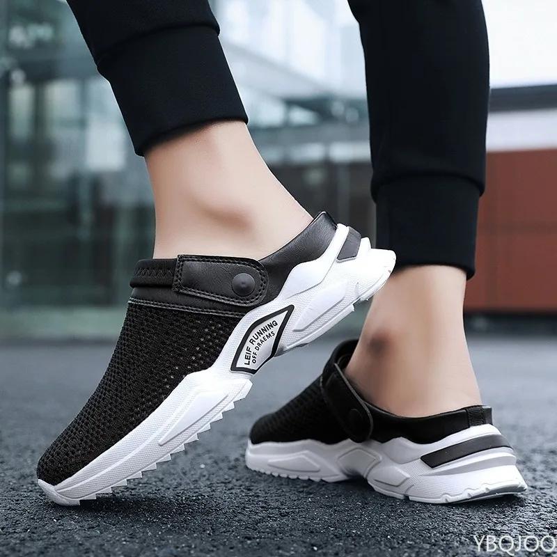2025 New Summer Slip On Lightweight Men Sneakers Men Fashion Versatile Platform Sandals Mesh Leisure Breathable Beach Slippers