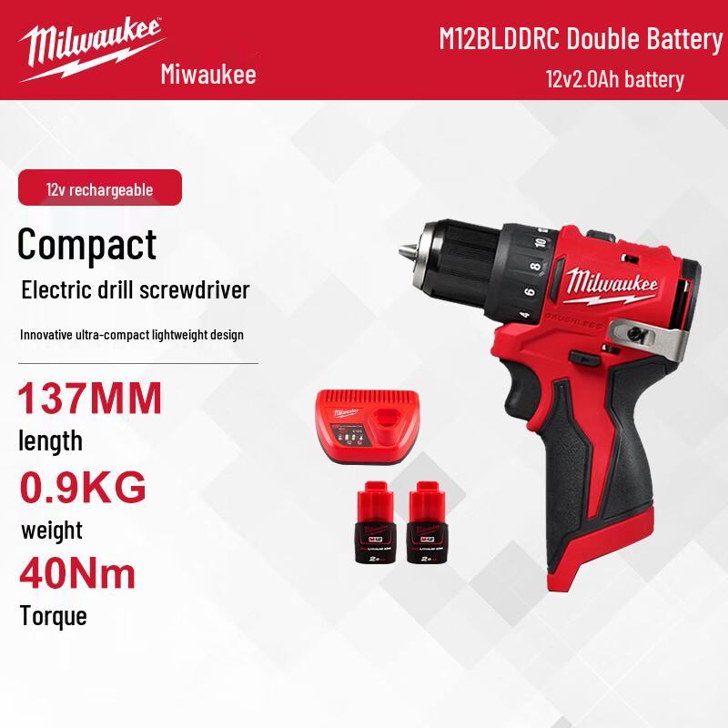 

Milwaukee M12 BLDDRC 12V Brushless Compact Drill Driver CN plug (adapter included)