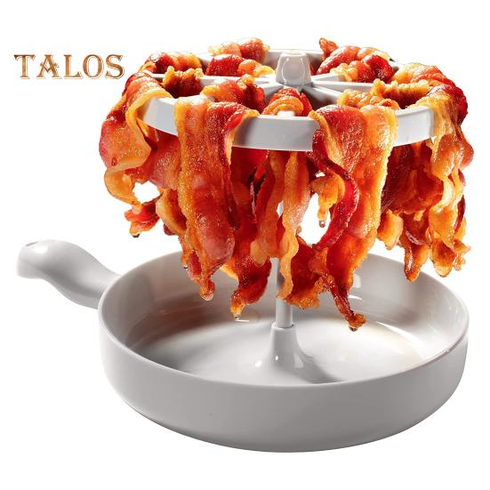 Speckgrill für die Mikrowelle, gesünderer und knusprigerer Speckkocher, platzsparendes Design, Fettauffangbehälter, leicht zu reinigender Herd für die Küche zu Hause und das Restaurant