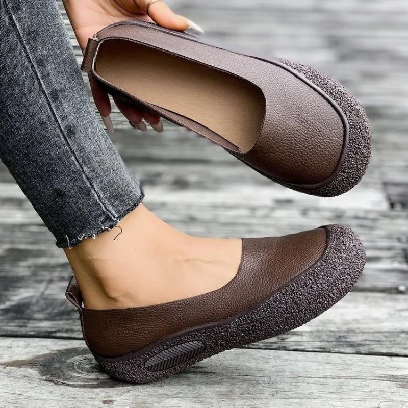 Womens Shoes Retro Leather Casual Shoes Classic Slip on Loafers Women Light Walking Flats Soft Comfortable Loafers Zapatos Mujer