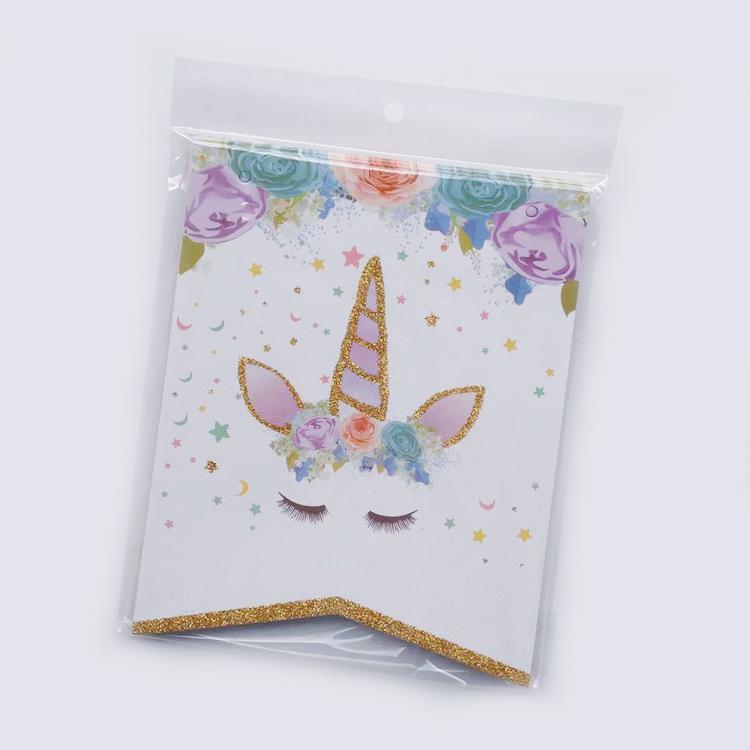 Unicorn Birthday Flag Happy Birthday Letter Bronzing Glitter Birthday Banner Customization