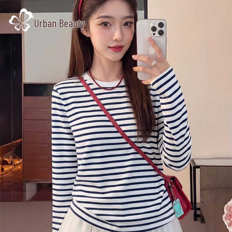 

City Beauty Women s Pure Cotton Striped Long Sleeve T-shirt XL