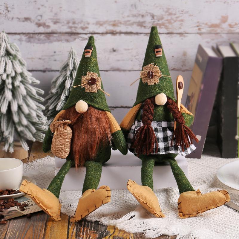 Coffee Long-Legged Doll Pointed Hat Faceless Doll Shopping Mall Window Decoration Ornament