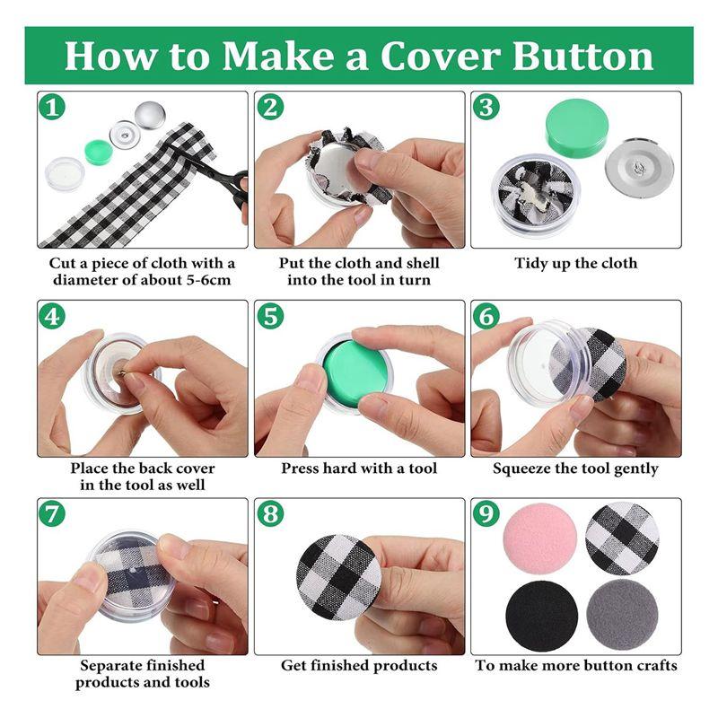 M-Modern-100 Sets Cover Buttons Kit With Tools Size Buttons To Cover Self Cover Buttons DIY Fabric Cloth Cover Buttons Durable 1