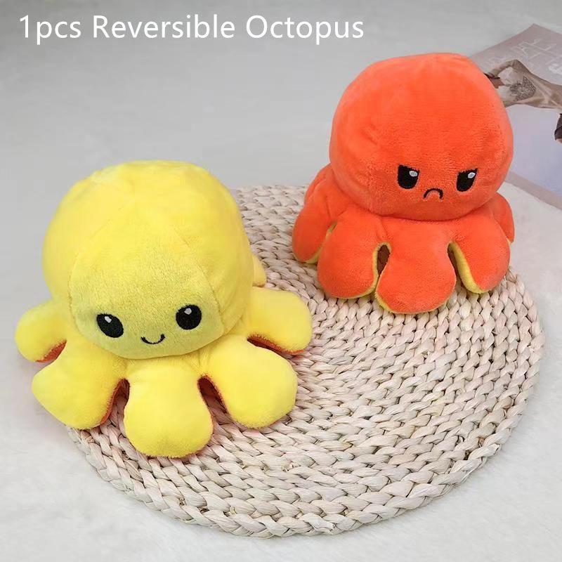 Adorable Double-sided Flip Reversible Octopus Plush Toy For Kids Soft And Cuddly Marine Life Stuffed Animal