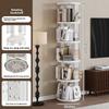 Rotating Bookshelf 360 Display 2/3/4/5 Tier Small Bookshelf for Small Space Floor Standing Bookcase Storage Rack Narrow Book Shelf Organizer