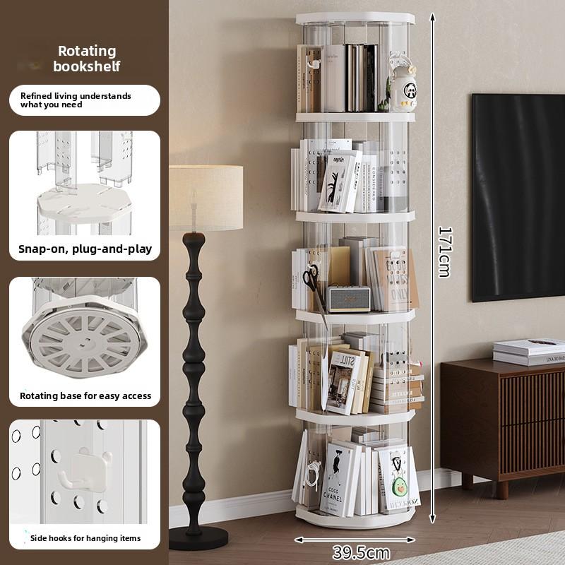 Rotating Bookshelf 360 Display 2/3/4/5 Tier Small Bookshelf for Small Space Floor Standing Bookcase Storage Rack Narrow Book Shelf Organizer