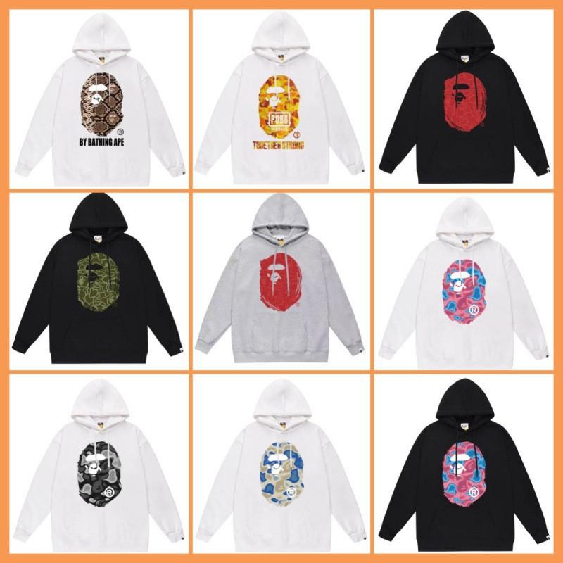 Mens Womens Streetwear Hoodie With Japanese Style Bape Print Loose Fit Cotton Pullover Winter
