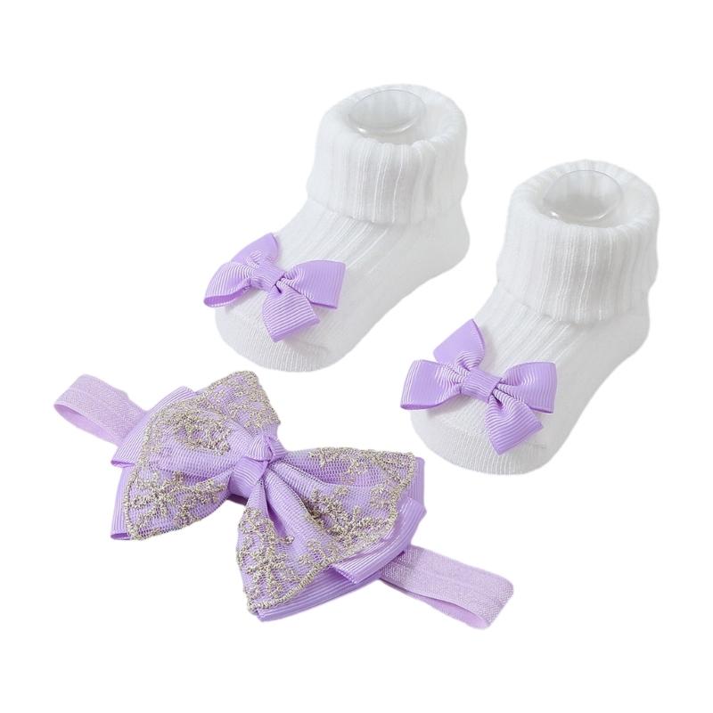 Baby Strick Socken Kopfbedeckung Prinzessinnen Stil Baby Mädchen Stirnband Socken Modische Haaraccessoires für Säuglinge & Babys