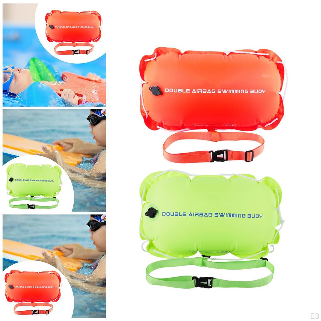 Floating Swim Buoy for Swimmers with Compact Waist Belt 12kg Folding Double Inflatable Cushions