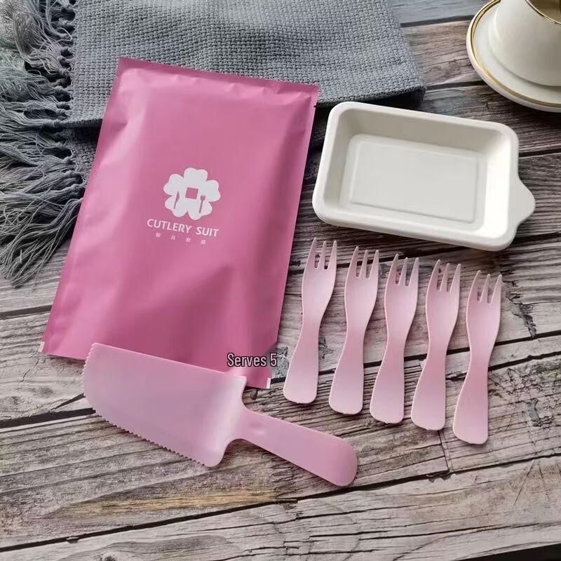 Disposable Eco-Friendly Cake Plate & Cutlery Set