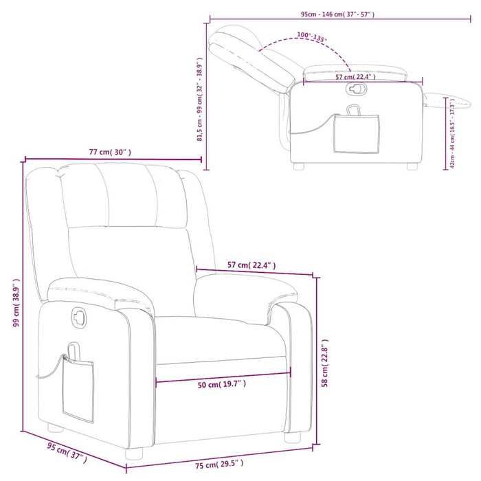 VidaXL Reclining Massage Armchair Cream Faux Leather 373530