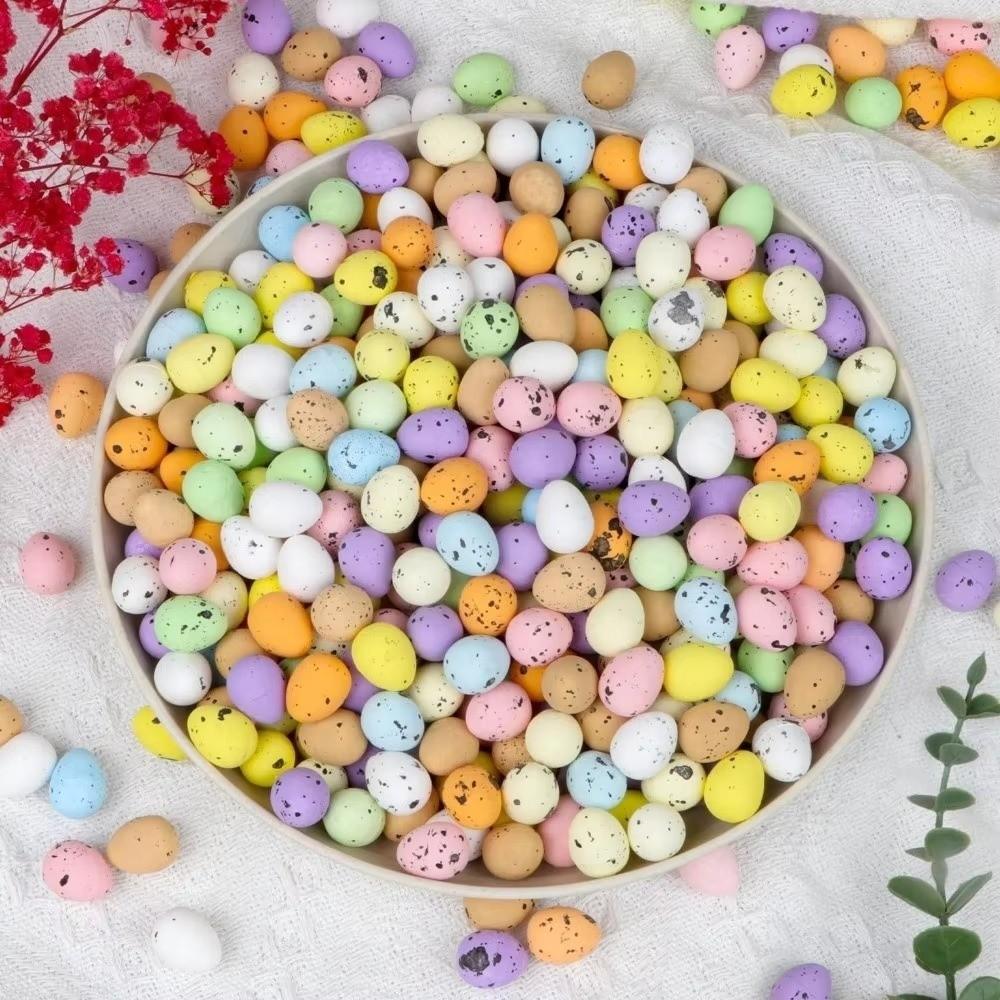 50/100Pcs Speckled Foam Easter Eggs Colorful Painted Bird Eggs Easter Party Decorations