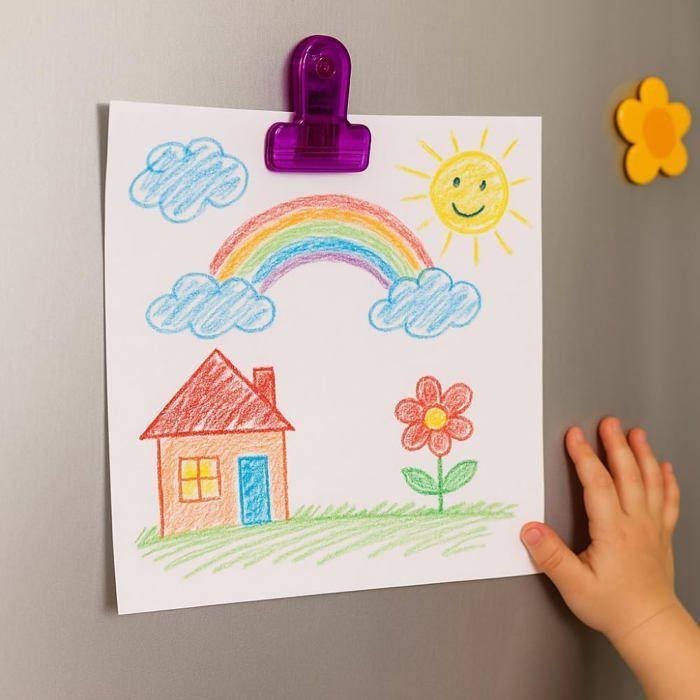 Pack mit 6 mehrfarbigen magnetischen Memoklammern für Notizen, Fotos oder zum Verschließen von Beuteln