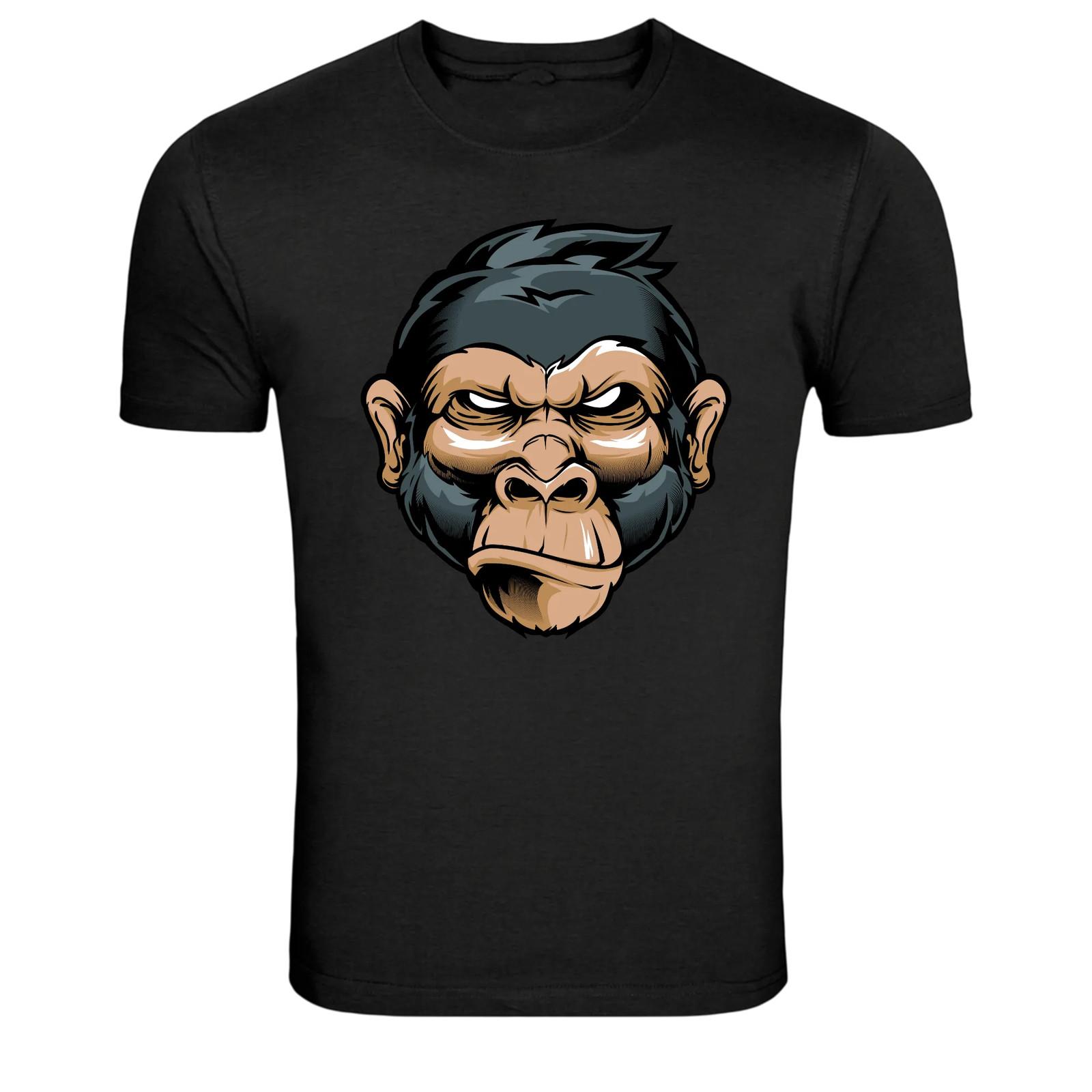 Angry Monkey Ape Face Cartoon Mascot Graphic T-Shirt XXL