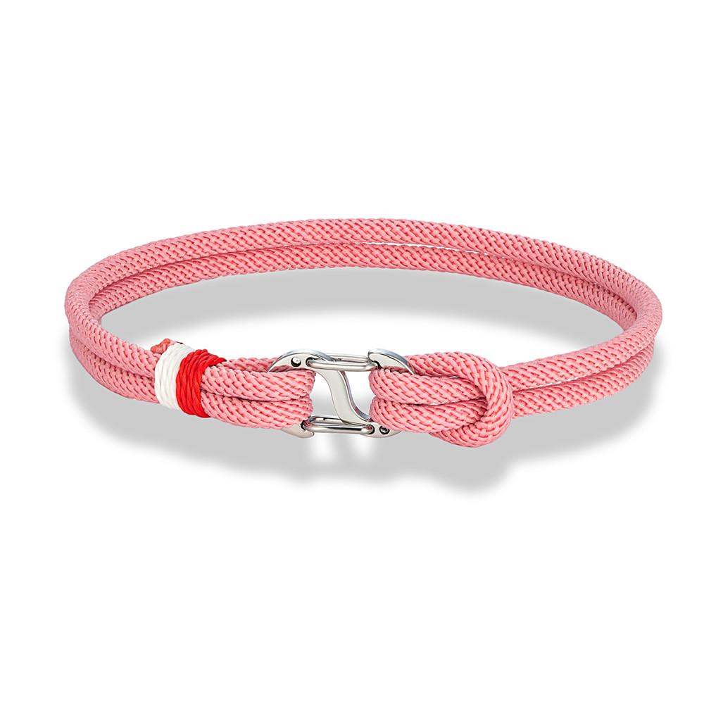 Navy Blue Braided Rope Bracelet Stainless Steel Double Push Carabiner Clasp Survival Bracelet for Men Women Couple Gifts