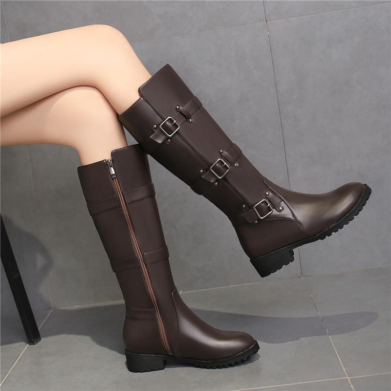 

Новые модные ботинки на низком каблуке со средней кепкой и круглой головкой