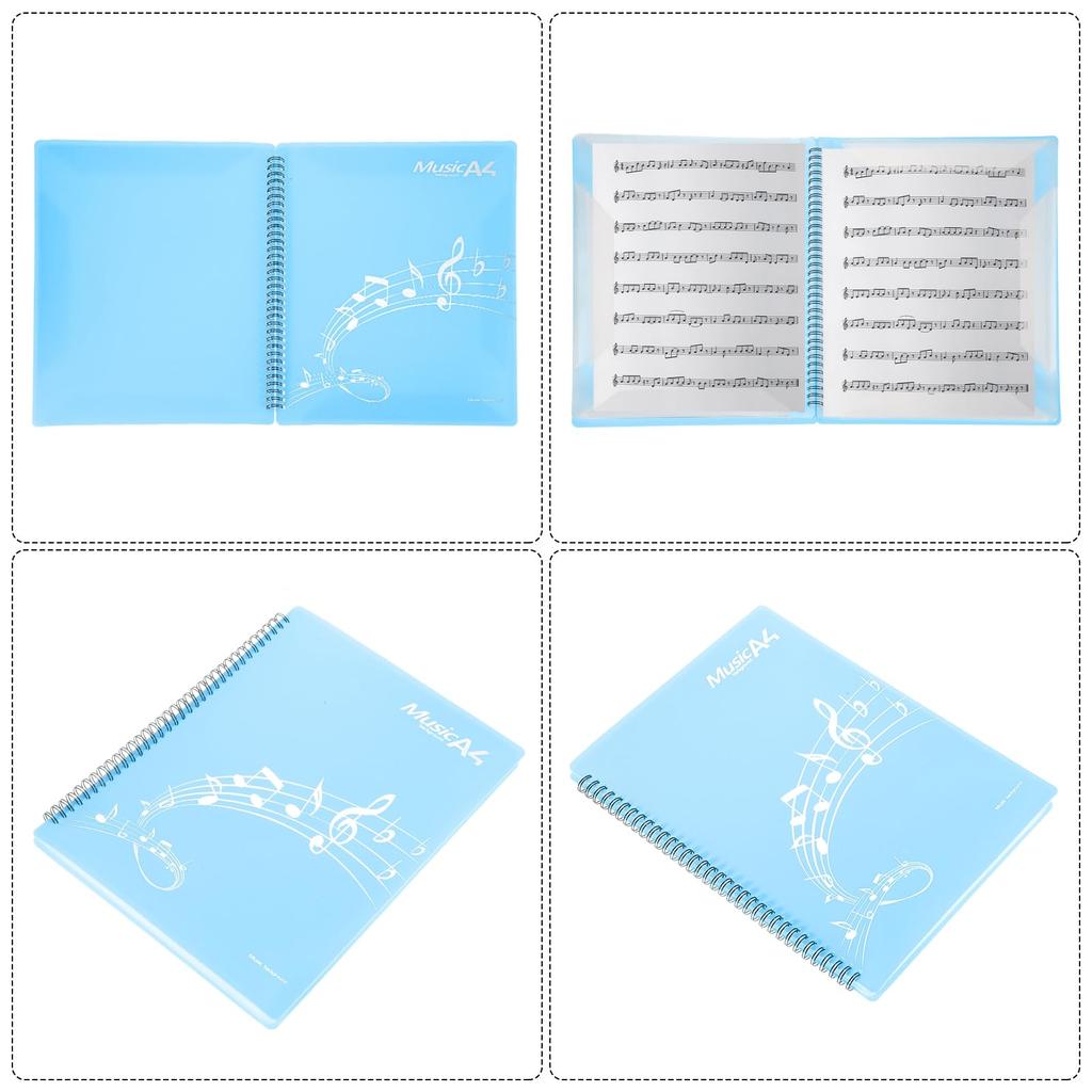 Uxcell Sheet Music Folder, 30 Pockets, 60 Pages, Spiral Binder, Document Holder, A4Letter Size (8.5 X 11") Compatible, Blue