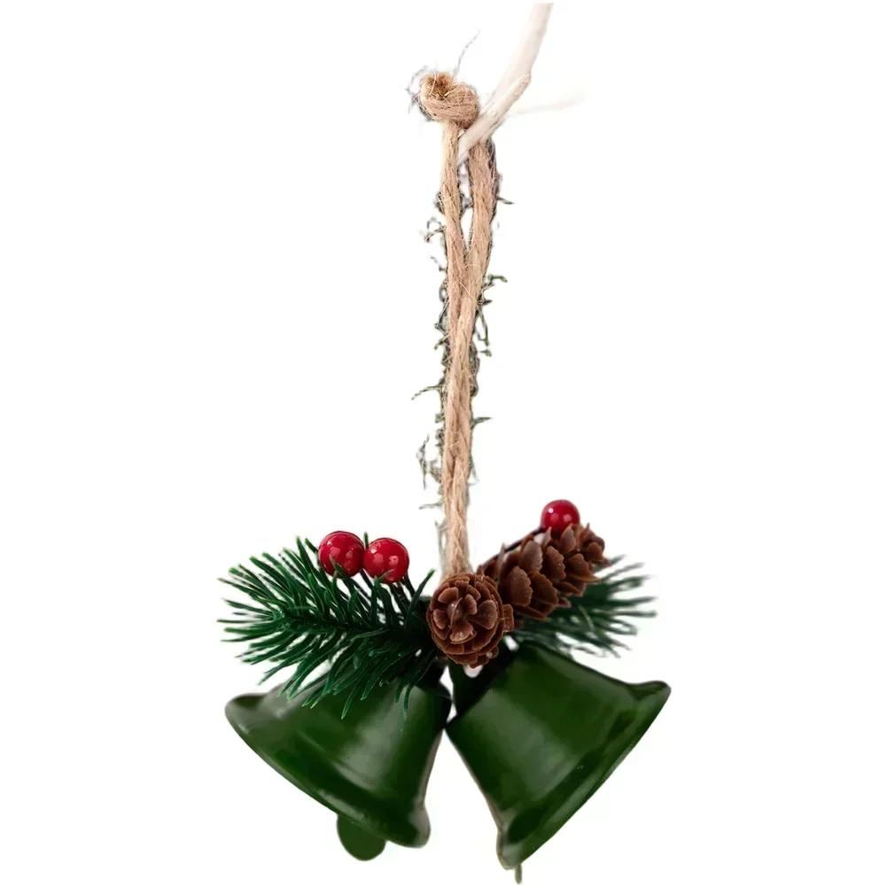 Feiertags-Eisenklingel-Anhänger mit Tannenzapfen-Design Hängende Dekoration für Weihnachtsbaum und Kranz Grün Rot Gold Weiß