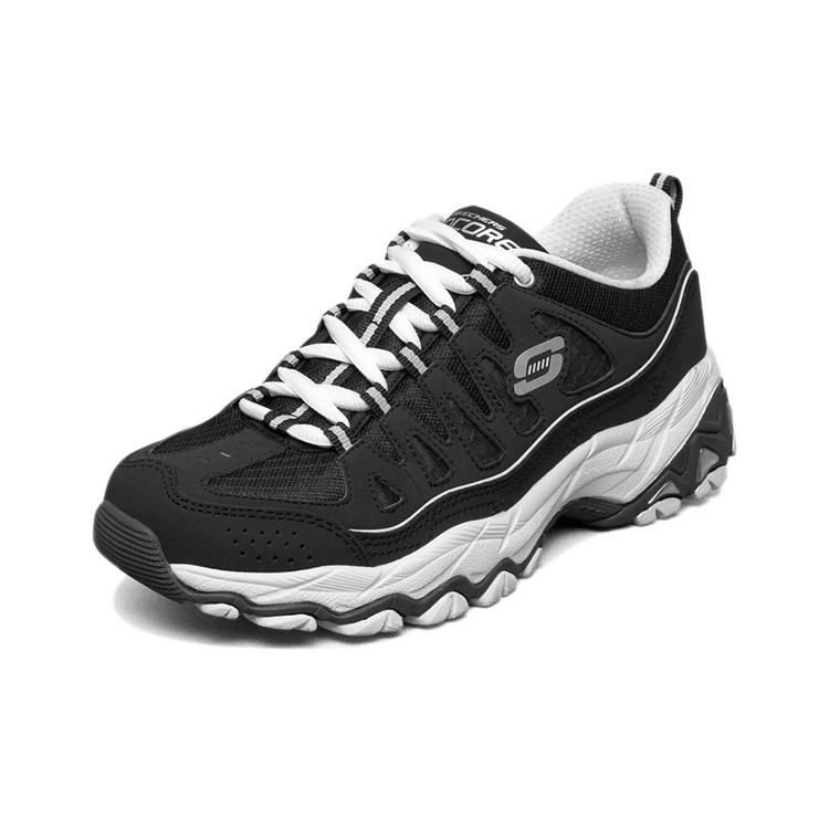 Skechers D'Lites Cushioning Low Top Chunky Sneakers Women's Black White 12087-BKW