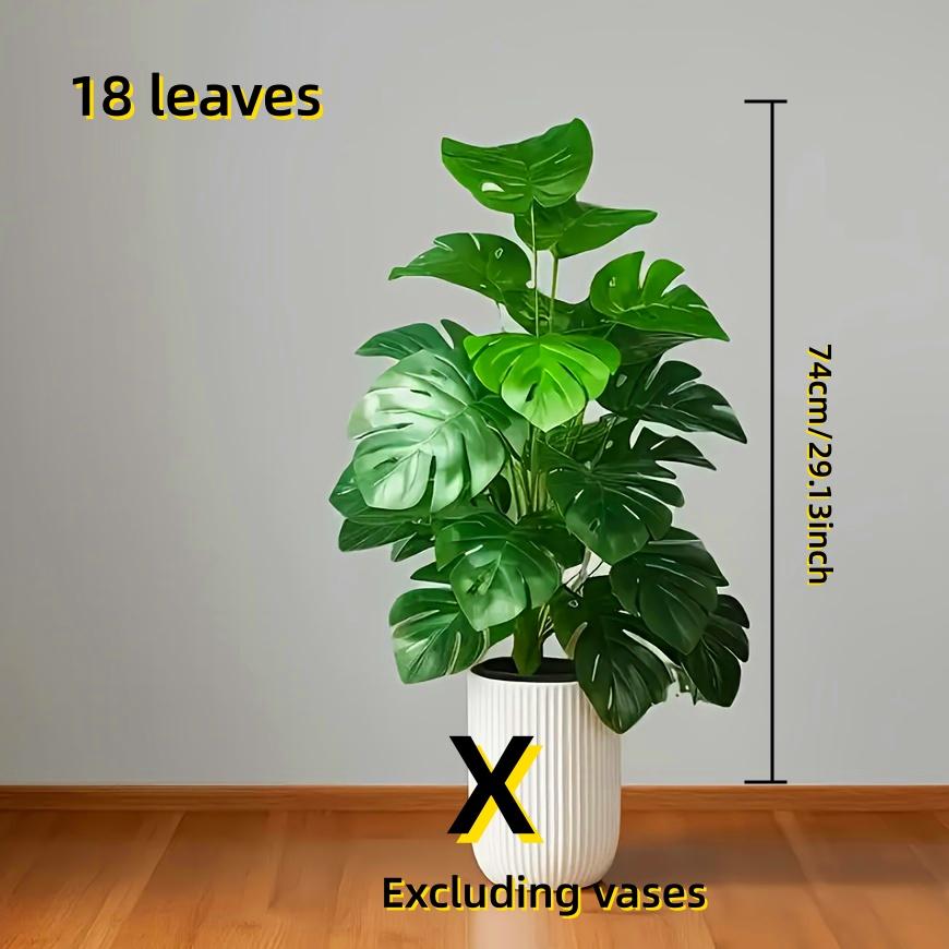 1pc Realistic Monterey Leaf Artificial Greenery 12/18/24 Pcs Leaves Faux Plant For Home  Hotel Wedding Indoor Outdoor Decor