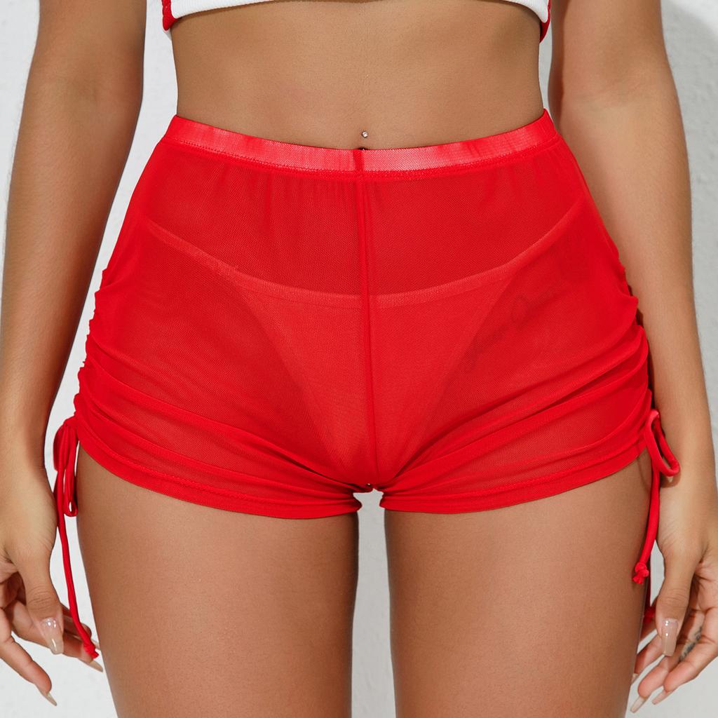 Mesh Transparent High Waist Stretch Casual Shorts Sports Shorts Women
