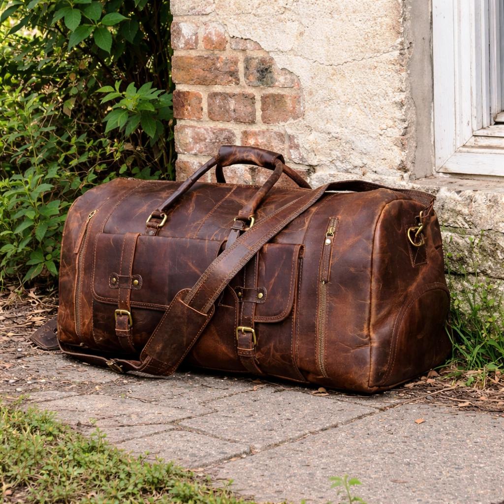 Mens&Womens Travel Bag, Full Grain Leather Duffel Bag, Personalisation Weekend Luggage Bag,Unique Christmas Gifts,Carry-on Bag