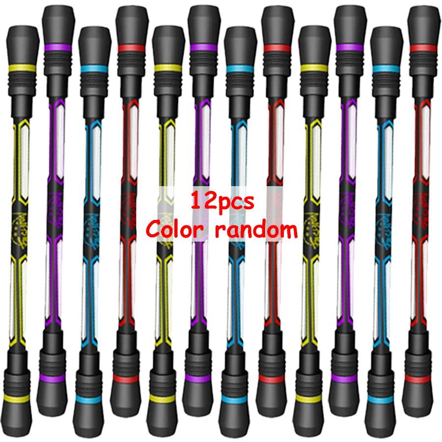 12pcs 0.5mm Signature Rolling Finger Rotating Pen Finger Spinning Pen Office Writing Pen Replaceable Refill Stress Relief Pen