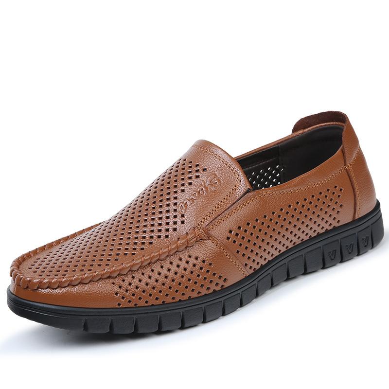 

Men s shoes summer sandals leather shoes men s leather casual shoes hollow breathable beanie shoes men s hole shoes 44