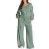 Autumn and Winter New Simple Solid Color Versatile Casual Suit Women's 1116 European and American Fashion V-neck Sweater Trousers Two-piece Set