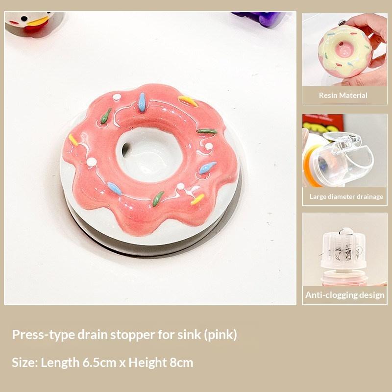 Cute Ceramic Donuts Up Basin Sink Drain Stopper Bathroom Shower Strainer Covers Home Decor Water Floor Drains Hardware Tool
