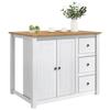 Kitchen Trolley PANAMA 2 pcs White and Honey Wax Finish 112 x 77 x 90 cm