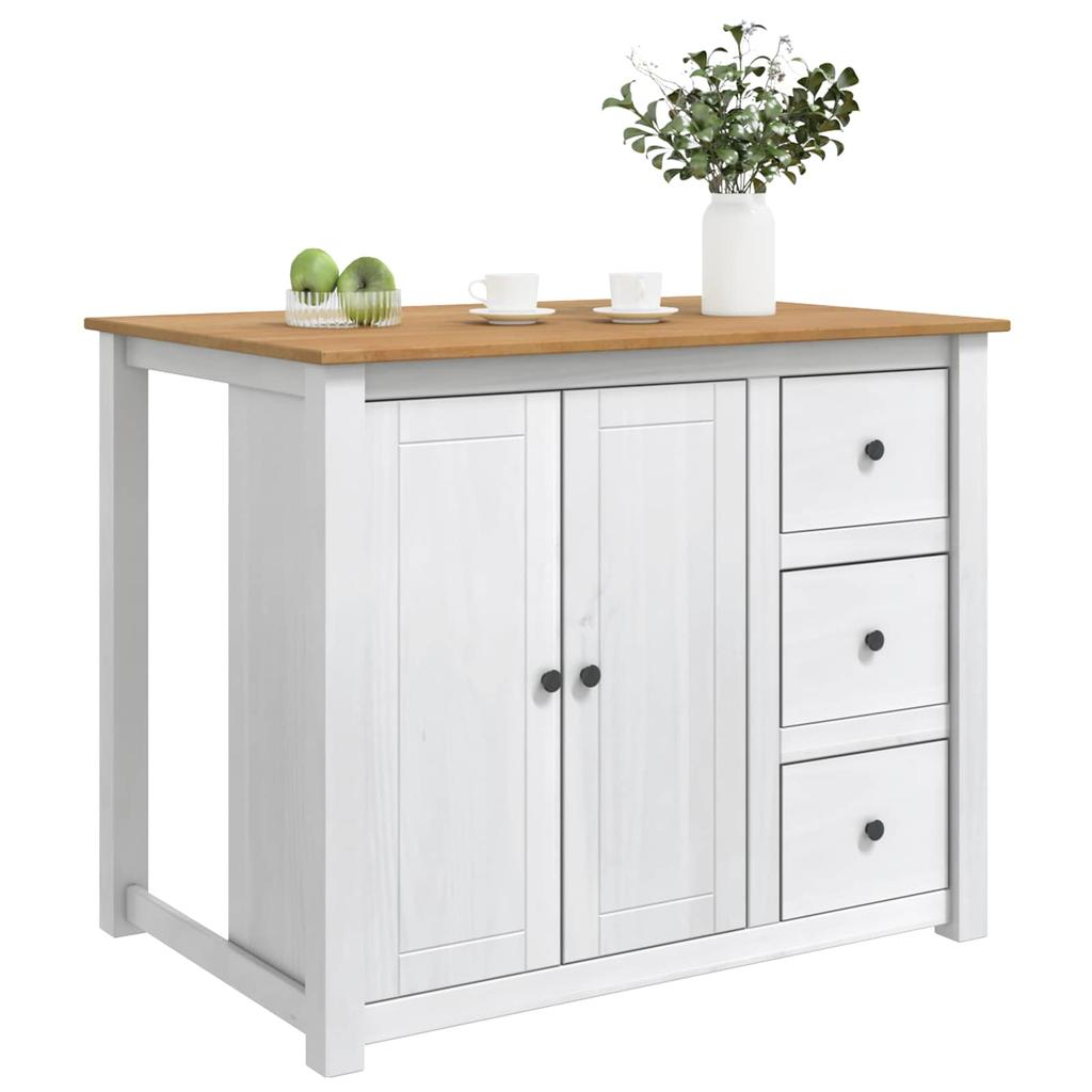 Kitchen Trolley PANAMA 2 pcs White and Honey Wax Finish 112 x 77 x 90 cm