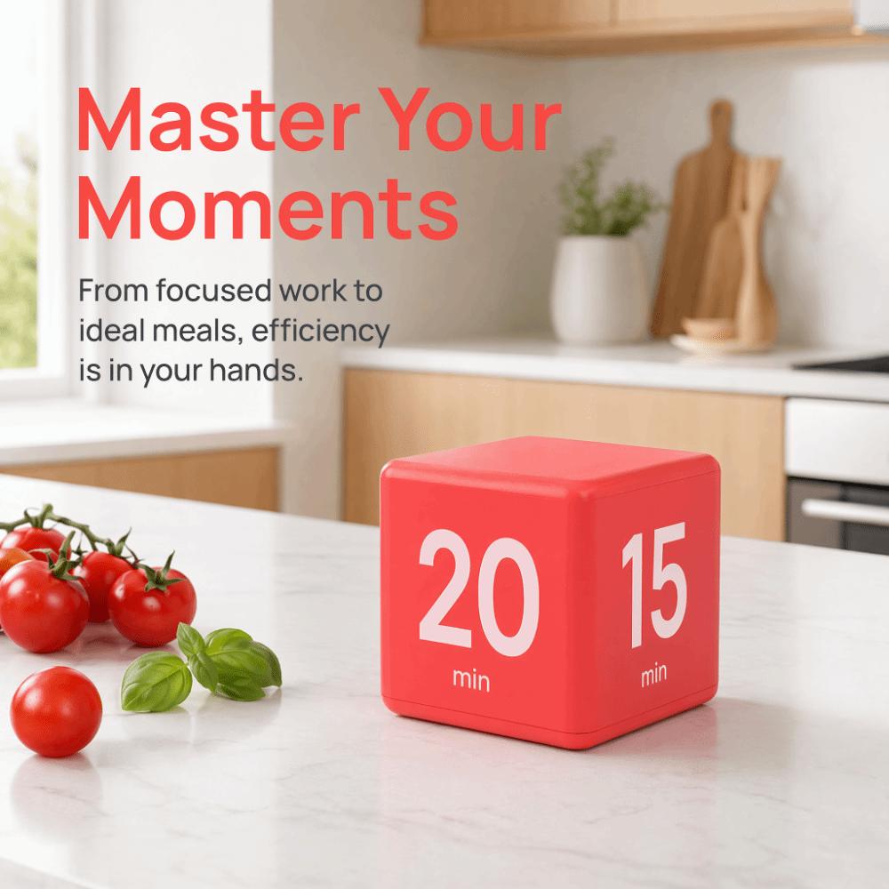 Schwerkraftsensor Flip Timer Schwarzer Roter Würfel Timer Countdown Timer Kochen Lernen Training Büro