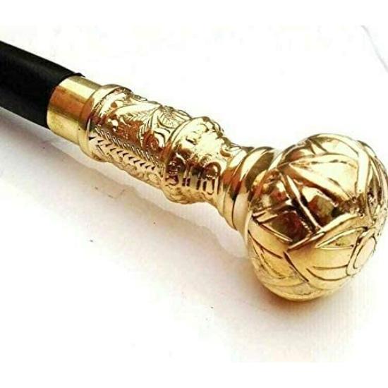 Винтажная викторианская трость, антикварная латунная черная деревянная трость с дизайнерской ручкой