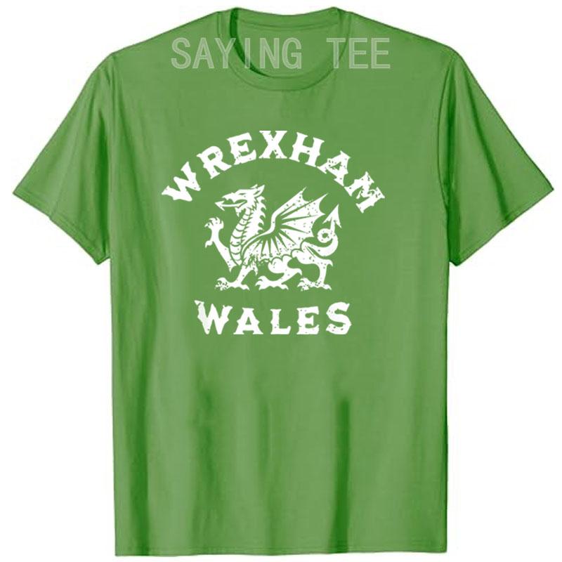Wrexham Wales Welsh Dragon Flag Vintage T-Shirt Humor Funny Graphic Tee Short Sleeve Blouses Wrexham Wales Cymru Novelty Gifts