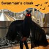 Mothman Cosplay Costume Halloween Hooded Cape for Men Women Adult Black Fly Onesie Outfit for Halloween Christmas Parties