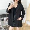 Women S Loose Fit Black Korean Style Casual Long Sleeve Blazer