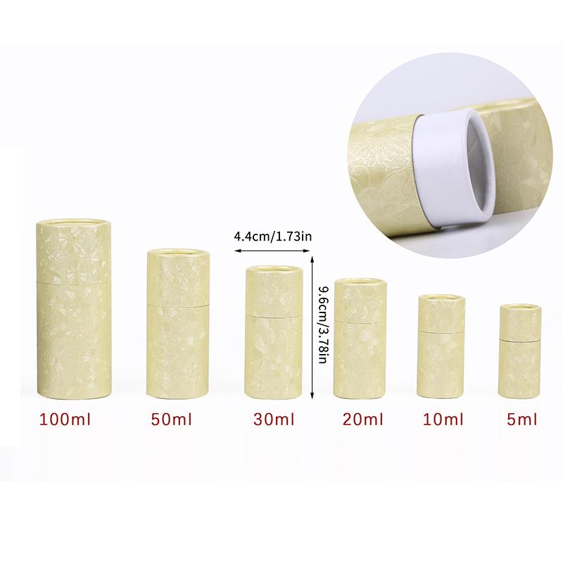 Kraft Paper Tube Jar 10ml 20ml 30ml Cylinder for Essential Oil Bottle Secure Packaging Box for Travel and Gift Wrapping