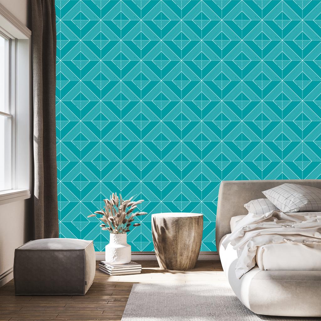 Geometric Rhombus Turquoise Wallpaper, Turquoise Background 50x1000