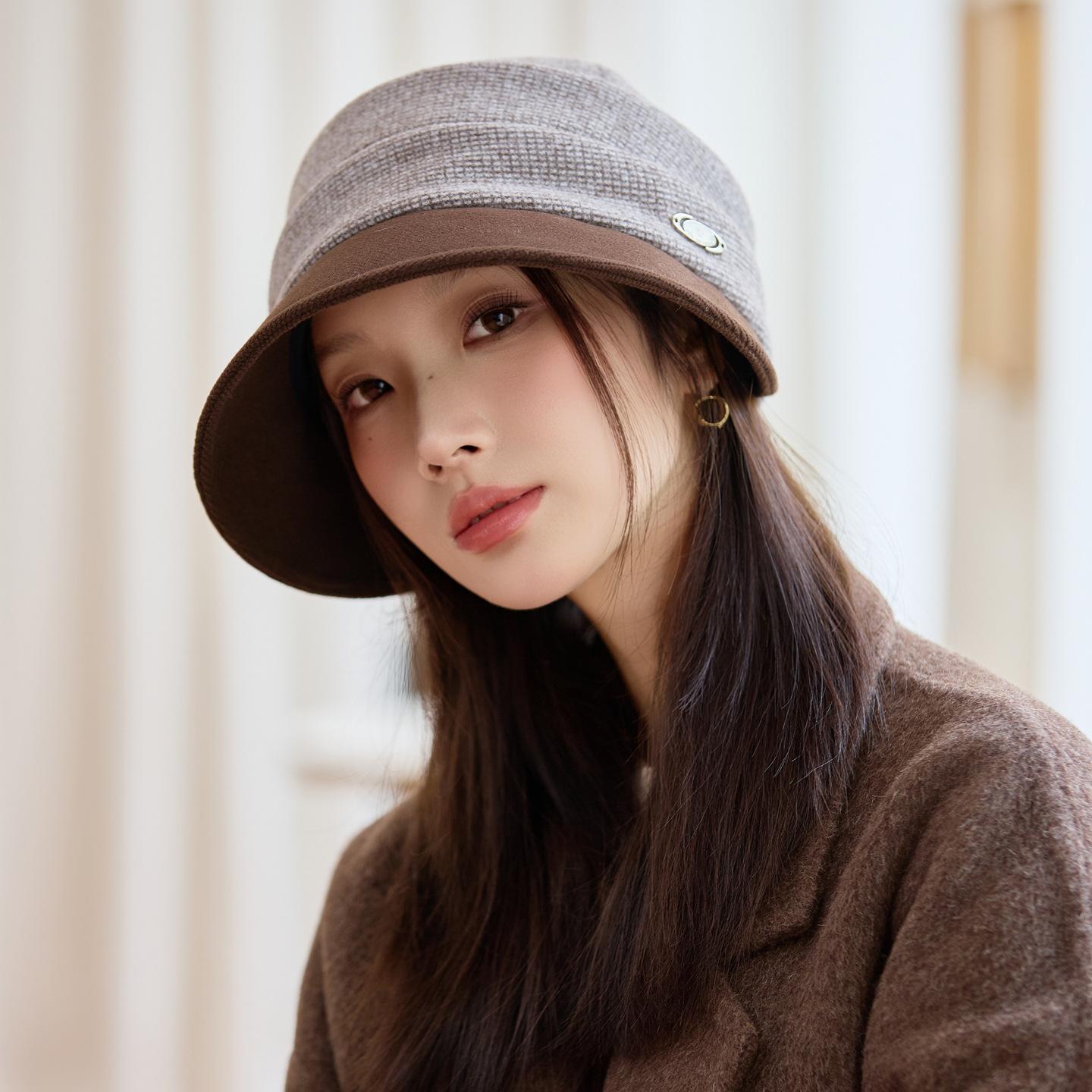 

Осень и Зима Новая Кепка Женская Повседневная Клетчатая Панама Тысяча Птиц Шляпа для Верховой Езды One size