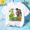 Mode Street Style 3-12J Sommer Rundhals T-Shirt für Jungen Mädchen Lässig Tägliche Kleidung Plants Vs Zombies Niedlich Kawaii Cartoon