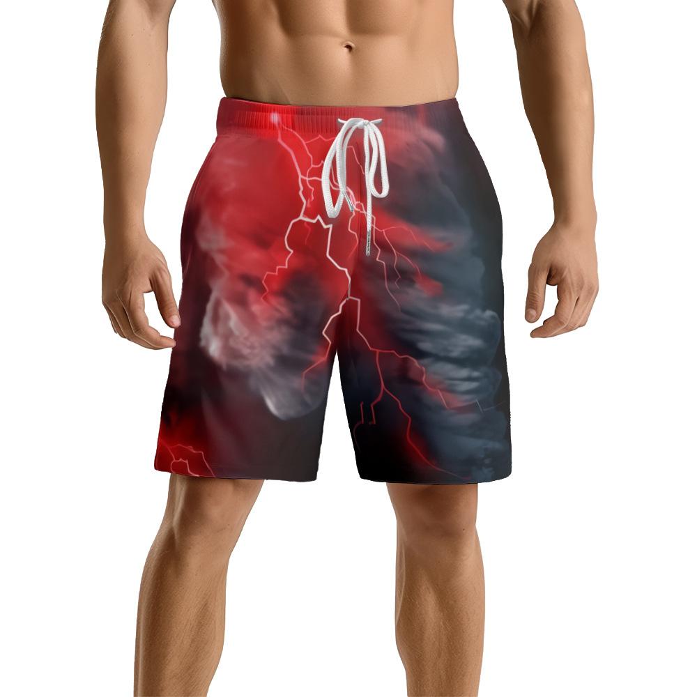Pantaloncini Casual da Uomo con Elemento Fulmine Oscuro Naturale Europeo e Americano Pantaloni da Spiaggia